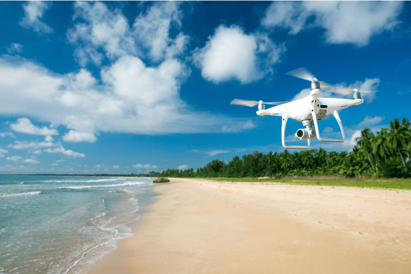 A drone in action, providing real-time surveillance over vast ocean areas to detect oil spills early