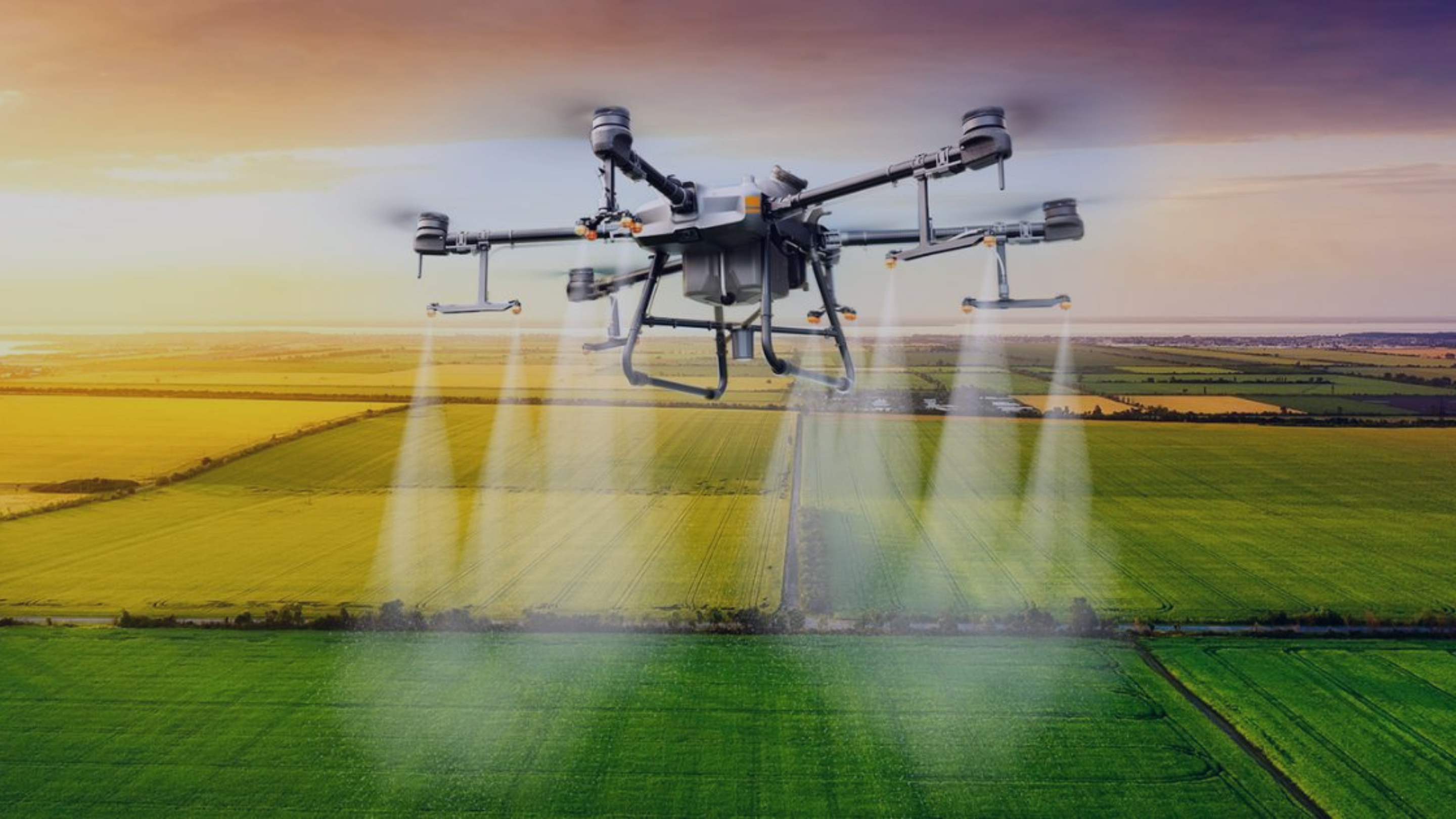 a picture of DJI Agriculture spraying a field