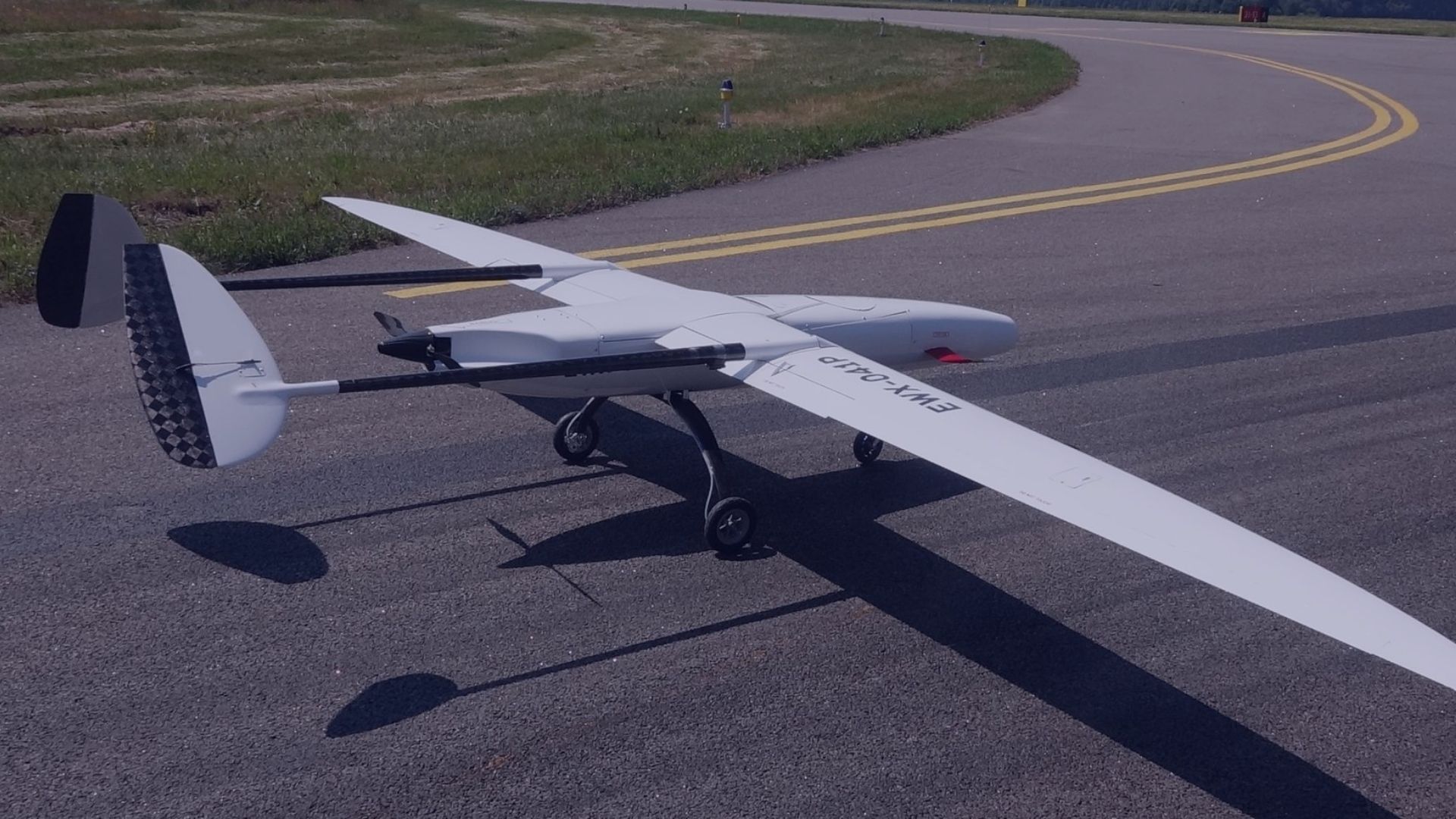 drone fixed wing commercial on the ground