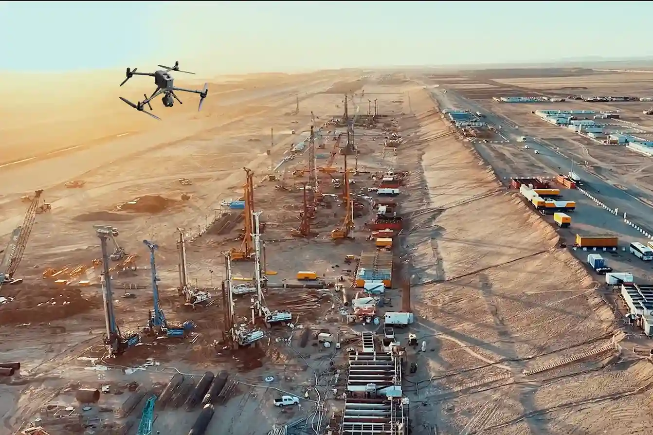 Time-lapse comparison of traditional vs. drone land surveying.