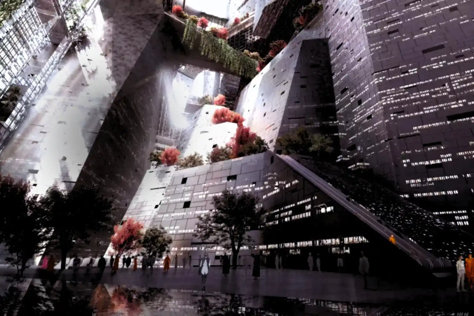 Drone scanning city for digital twin infrastructure.