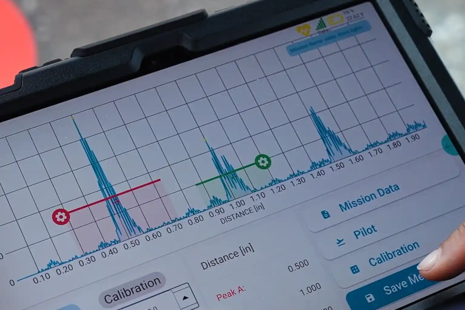 Drone-based corrosion inspection measuring ultrasonic thickness (UT).