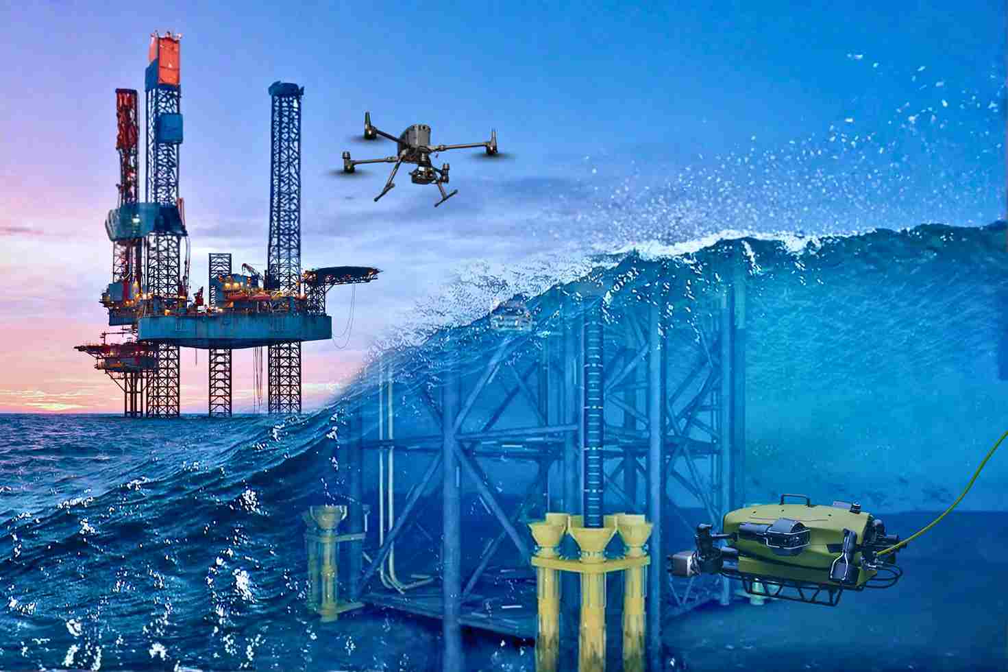 The role of UAV and ROV in offshore industry for complete asset inspection.