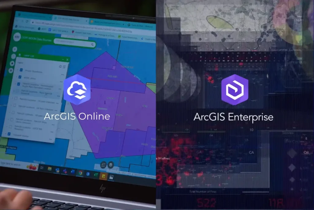 Comparison of ArcGIS Online cloud GIS vs ArcGIS Enterprise on-premises GIS.