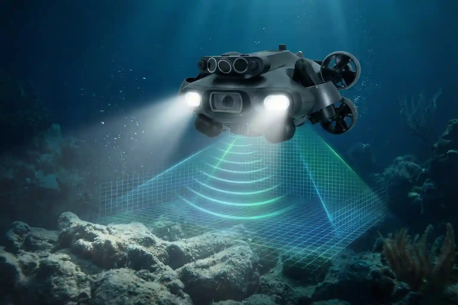 Full QYSEA FIFISH ROV lineup showing industrial underwater drones for inspection, aquaculture, and offshore energy.
