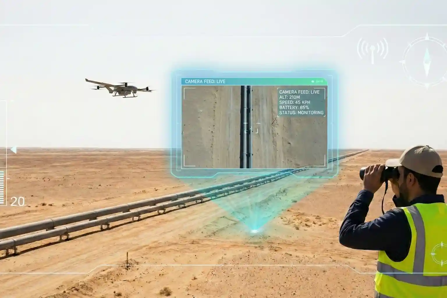 BVLOS drone operation for pipeline monitoring in a sparsely populated area under GACA STS-02.