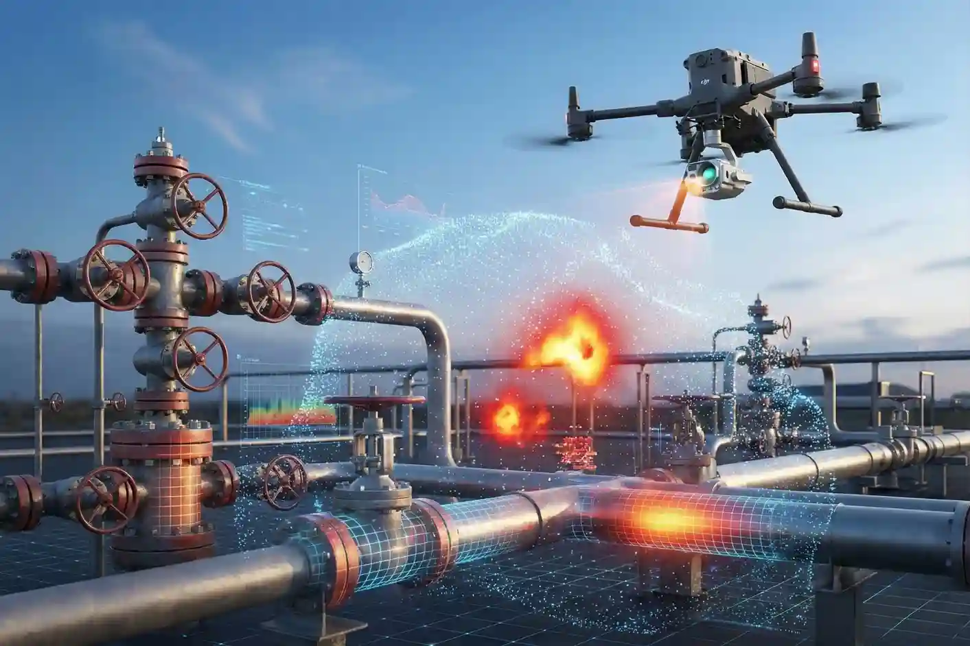 3D methane point cloud and grid heatmap generated by MetScan V1 and AIRINS.ai.