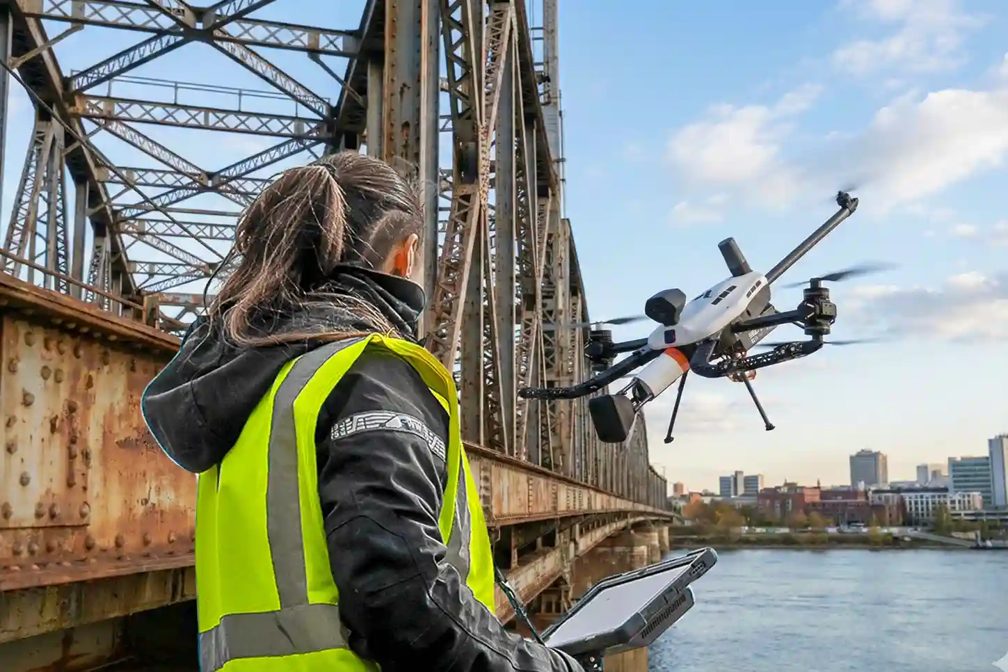 Infographic comparing the costs and speeds of traditional manual NDT versus the 4X faster Voliro T aerial EMAT inspection.