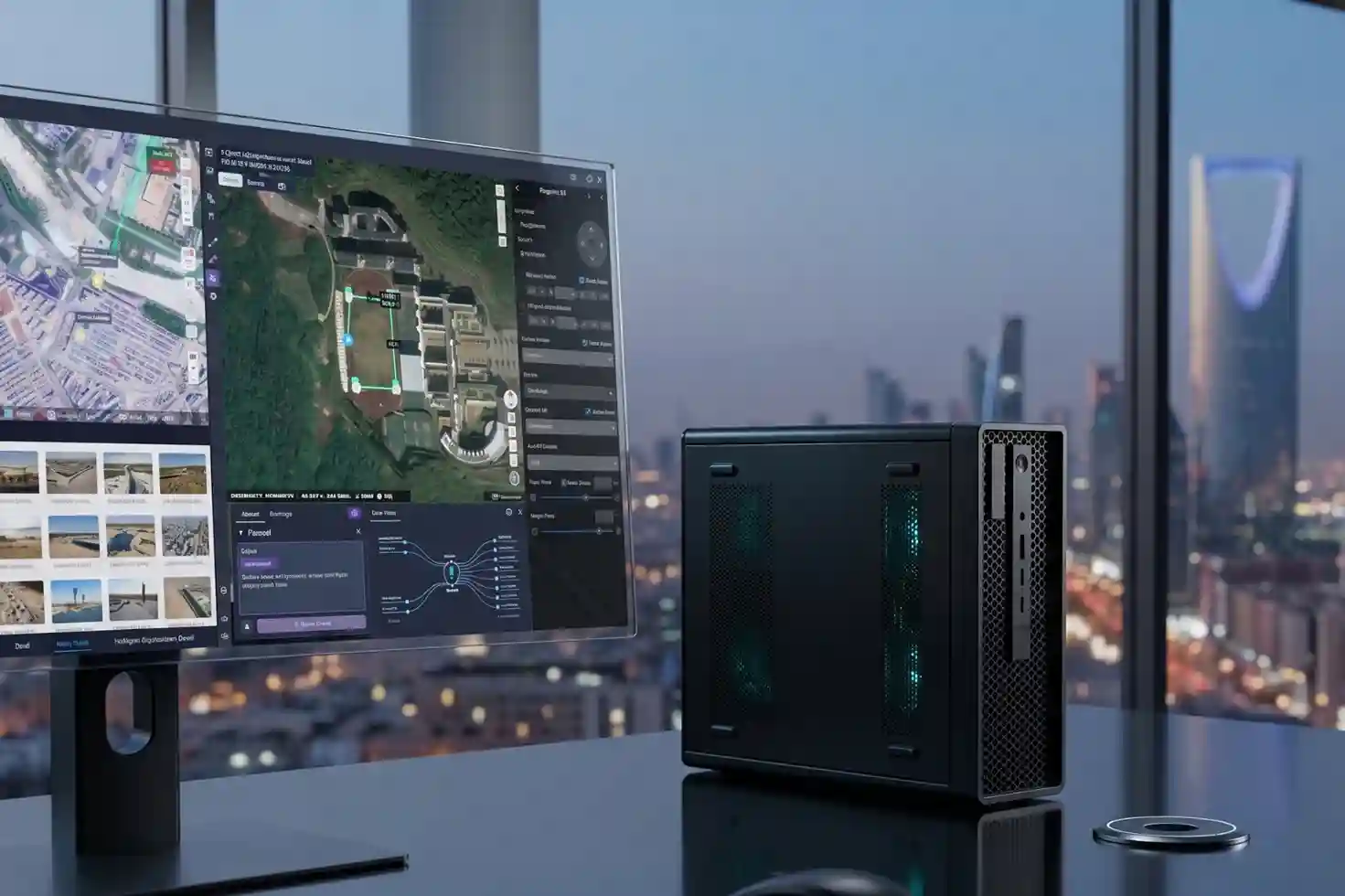 A simple infographic showing a drone icon sending a signal to a cloud icon, which then updates a traffic light icon to green.