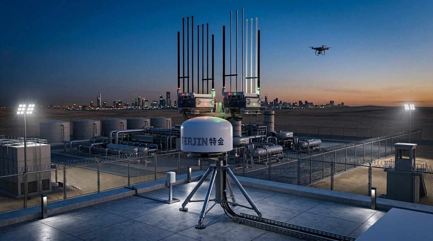 Counter-drone detection and jamming system with autonomous drone surveillance for industrial perimeter security in Saudi Arabia