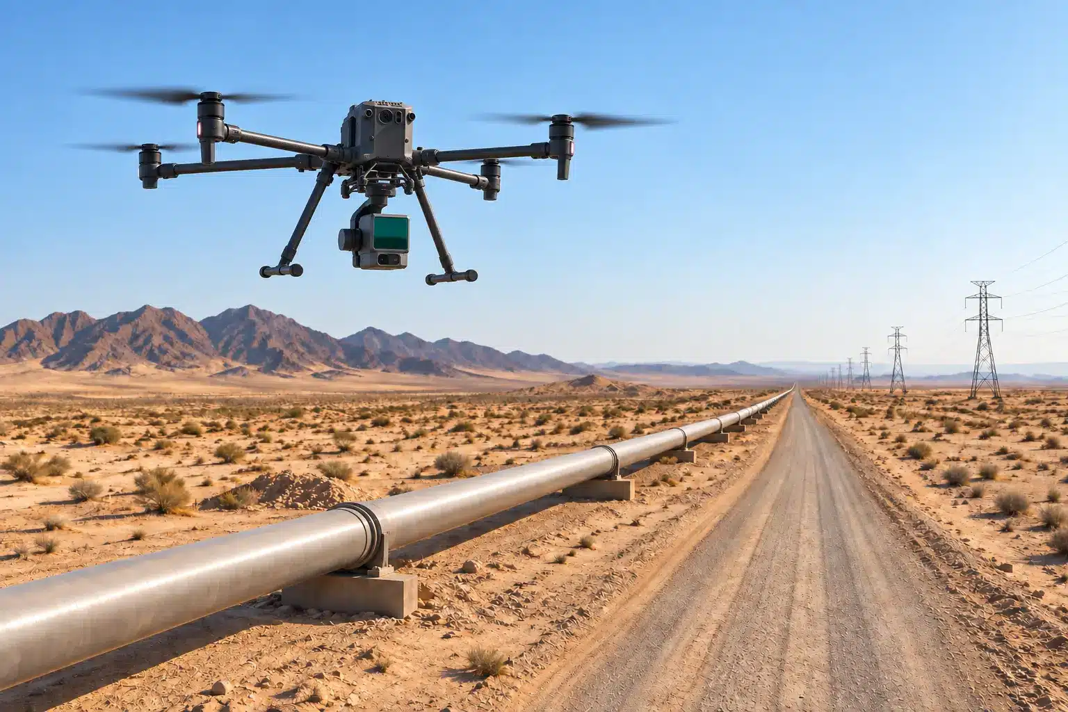Drone LiDAR survey flight capturing dense 3D terrain data in Saudi Arabia