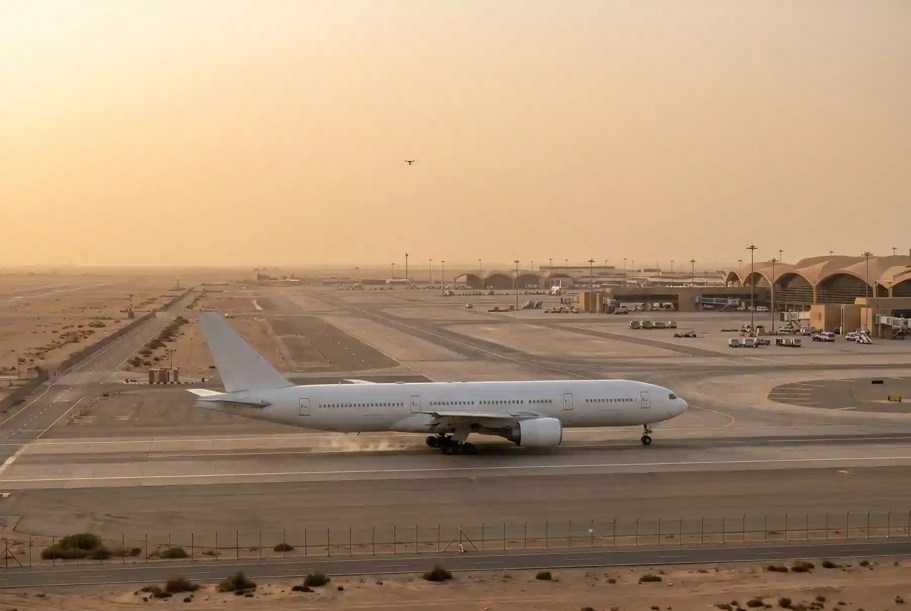 Passenger aircraft on an airport runway